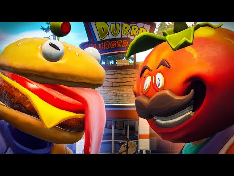 Видео: Fortnite Durrr Burger Head, динозавър и каменна глава статуя обяснени