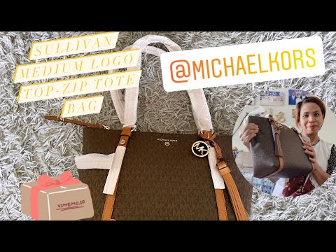 Unboxing Michael Kors Sullivan Medium Logo Top-Zip Tote Bag | Gift for my  sister - YouTube