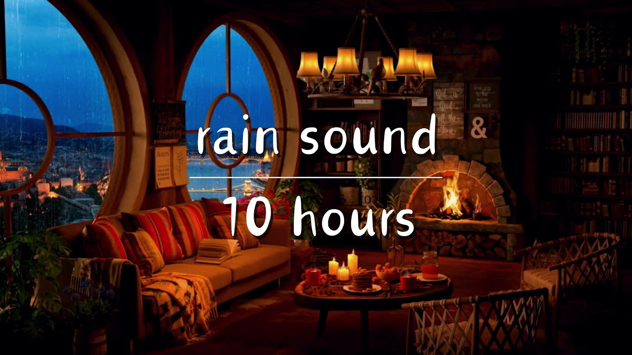 Cozy Cabin Ambience - Rain and Fireplace Sounds at Night 10 Hours for ...