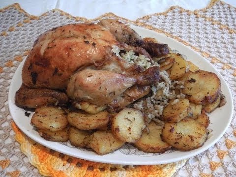GREEK ROAST CHICKEN WITH LEMON AND RICE STUFFING - STAVROS' KITCHEN - GREEK CUISINE