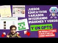 Creación de Juegos Educativos con asistente: Juegos variados integrando imágenes y videos.