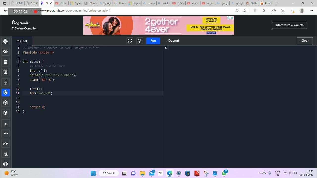 Write a c program to find the factorial of a number using non recursive ...