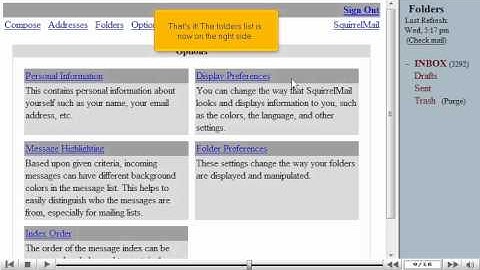 Modifying folder preferences in SquirrelMail by VodaHost web hosting