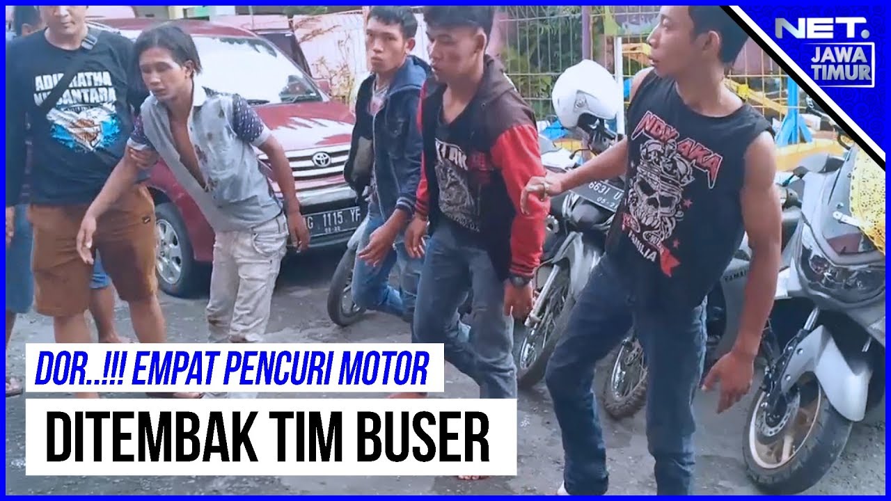 4 Pelaku Pencuri Sepeda Motor Ditembak Tim Buser Polres Ponorogo - NET. JATIM