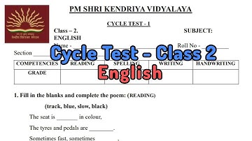 Cycle Test 1 / Class 2 - English / PM Shri Kendriya Vidyalaya Question Paper / KV Students /Download