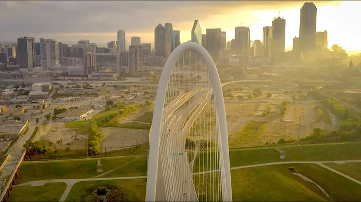 Margaret Hunt Hill Bridge, Dallas, TX - 4K drone v...