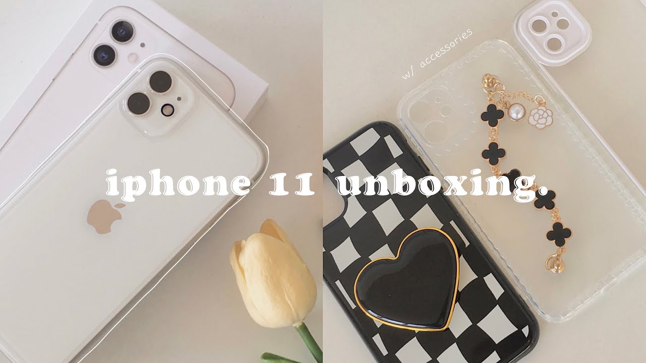iphone 11 (white) aesthetic unboxing in 2022 ☁️ cute accessories ...