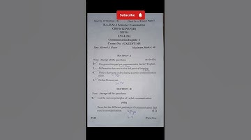 BA 1st semester NEP Communication English (Aecc) previous years question papers Jammu University||