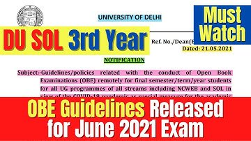 DU SOL OBE Guidelines Released for 3rd Year Students | June 2021 | Annual Mode | SOL Reporter