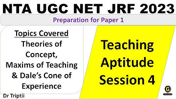 UGC NET Paper 1  2023I Teaching Aptitude  |Theories of Concept, Maxims of Teaching and Dale