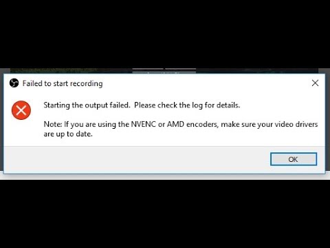 How To Fix Obs Failed To Start Recording Error Youtube