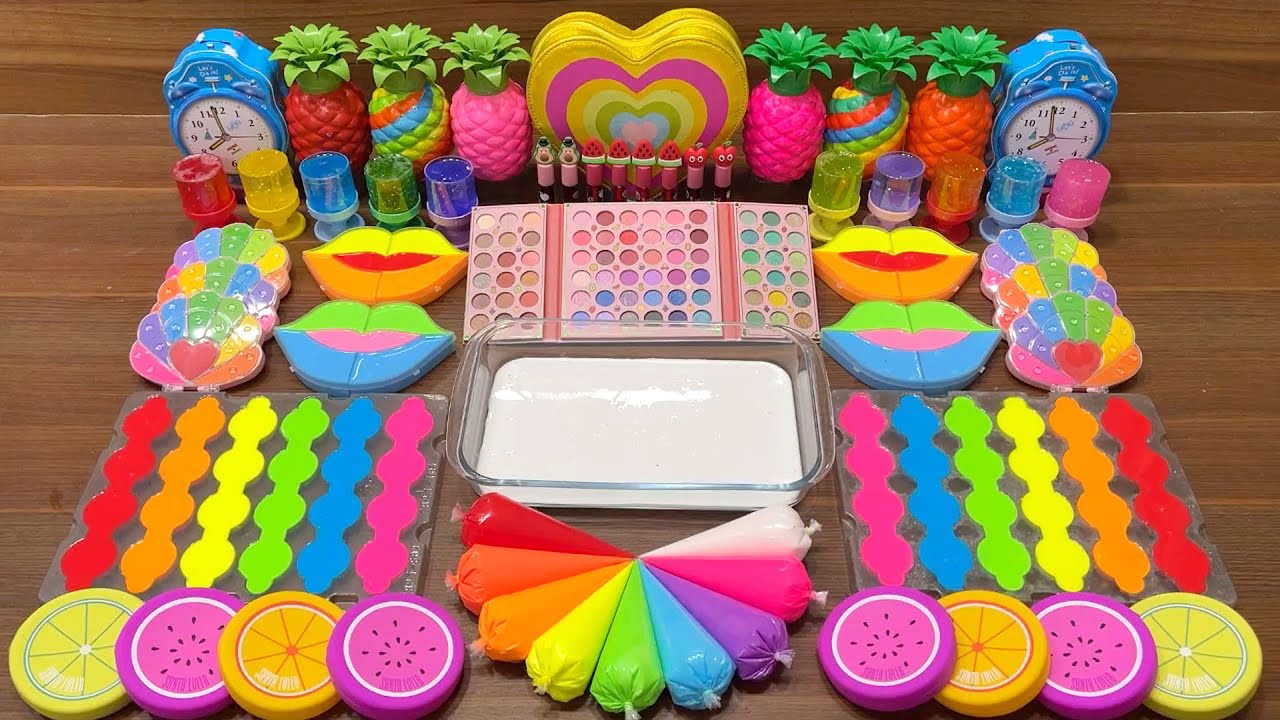 COLORFUL PIPING BAGS I Mixing random into Glossy Slime I Relax with videos💕