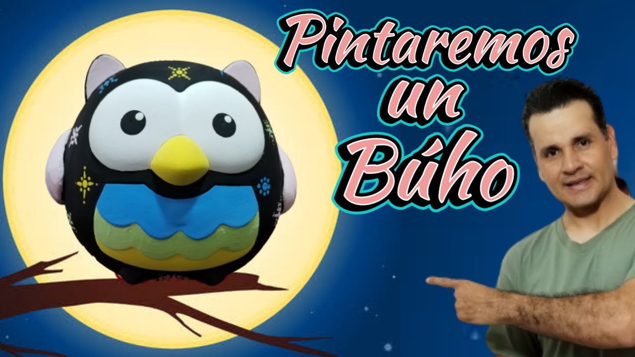 COMO PINTAR UN BUHO🎨ALCANCIA DE YESO/APRENDE A PINTAR FACIL - YouTube