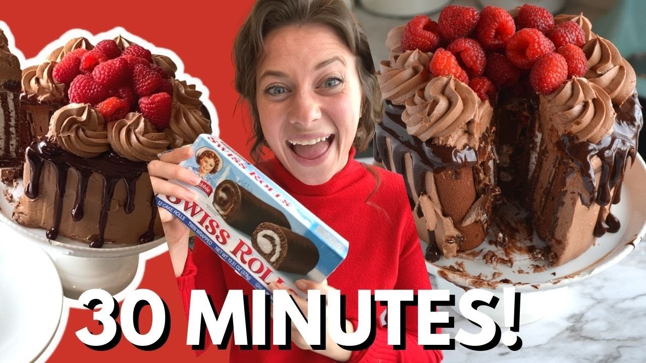 NO BAKE Swiss Roll Raspberry Cake in less than 30 minutes!! YouTube