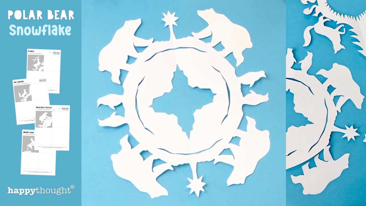 DIY paper Polar bear snowflake tutorial + template. Easy DIY festive ...