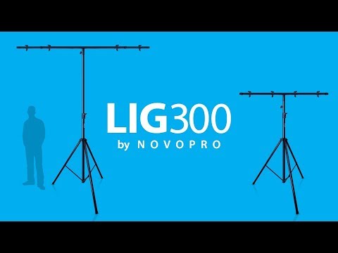 Novopro LIG300 - adjustable 3 metre high T-bar lighting stand with auto height lock HD