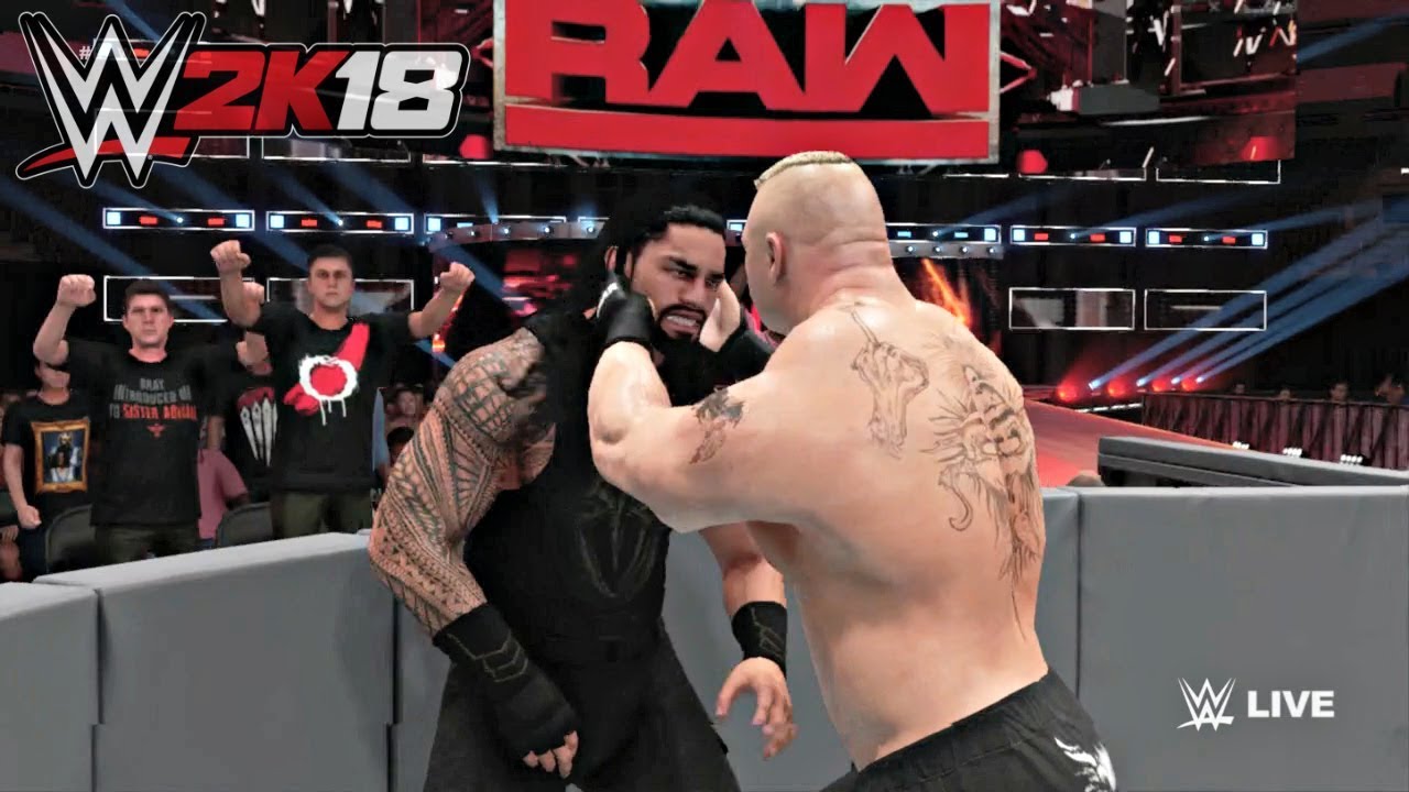 Wwe 2k18 Gameplay Brock Lesnar Vs Roman Reigns New Raw Arena