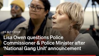 Lisa Owen asks the Police Commissioner & Police Minister about their gang crackdown announcement