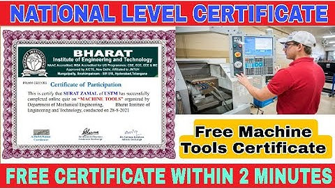 National Level Quiz On Machine Tools I Free Machine Tools Technology Certificate I Digital Classroom