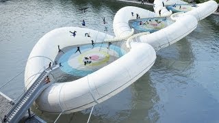 Amazing BOUNCY BRIDGE -- Mind Blow #52(LINKS TO EVERYTHING IN THIS VIDEO *** Vsauce Moon Video: http://bit.ly/SnuMPL Smart Phone Smell App Story: ..., 2012-10-26T23:36:33.000Z)
