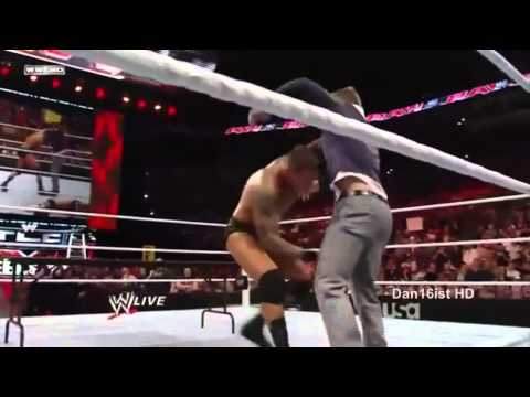 Randy Orton Powerbombs Alex Riley Trough a Table HD