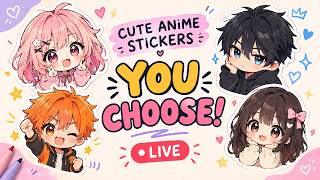 Cute Anime Stickers LIVE 🎨✨ | You Choose What I Draw! screenshot 2