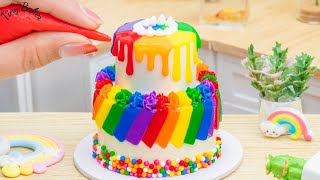 Rainbow Chocolate Cake 🌈 Coolest Miniature Rainbow Cake Decorating | Tiny Baker
