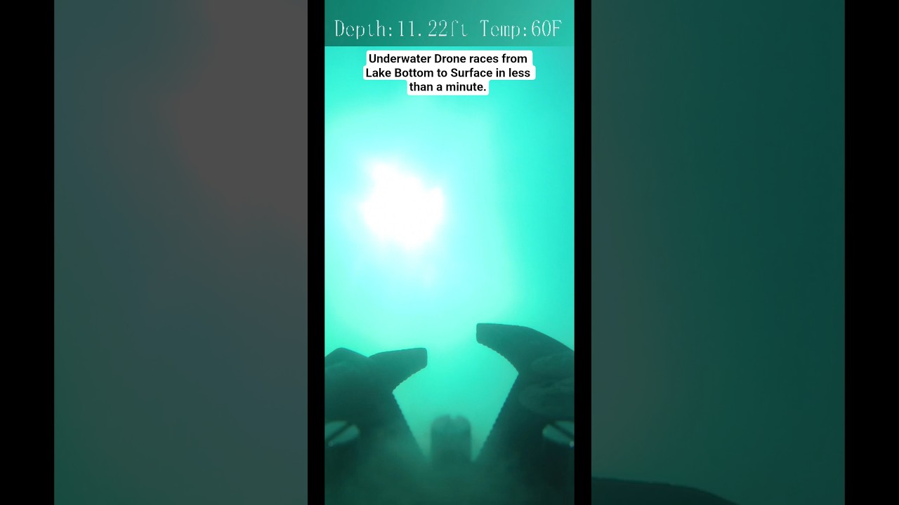 Underwater Drone races from lake bottom to surface.