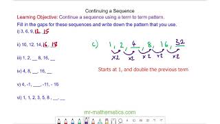 Describing Term to Term Sequences | Mr Mathematics