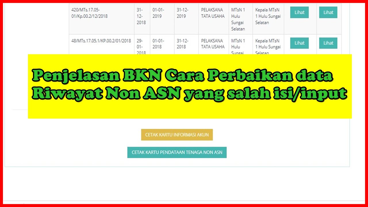Penjelasan BKN Cara Memperbaiki data Riwayat Non ASN yang salah isi