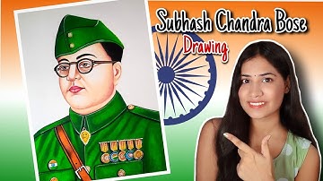 Subhash Chandra Bose drawing, 🇮🇳subhash chandra bose drawing step by step with Oil pastel