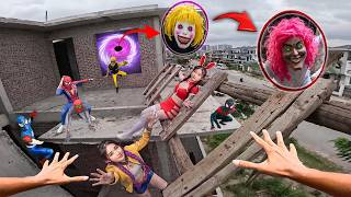 7 SPIDERMAN Vs SMILING WOMAN REAL LIFE ESCAPE 414.0 (Horror Parkour Pov Short) | Epic POV