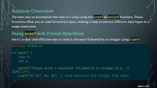 How to Read a Character and an Integer from Input in C