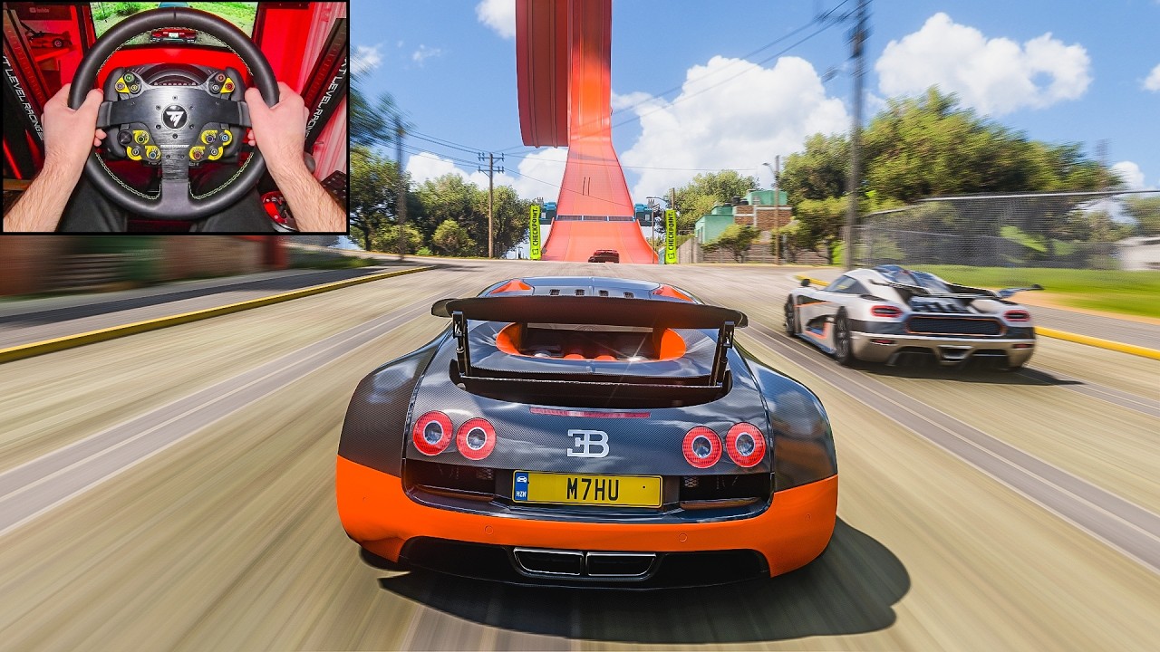 Bugatti Veyron Super Sport - Hot Wheels Race - Forza Horizon 5 | Steering Wheel Gameplay
