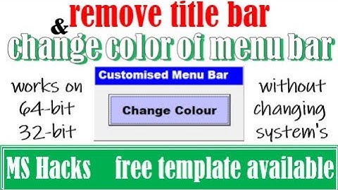 Excel VBA - remove/hide or change the color of title bar of a UserForm