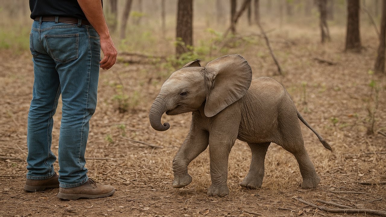 Chased Away by The Herd, the Helpless Baby Elephant Begged Humans for Help