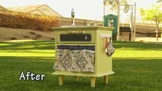 DIY REPURPOSED NIGHTSTAND TURNED PLAY KITCHEN FOR KIDS: Made entirely from thrift store finds