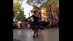A flamenco dancer dancing on the streets of Santa Cruz.