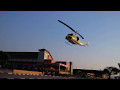 Huey Helicopter landing at Shopping Mall