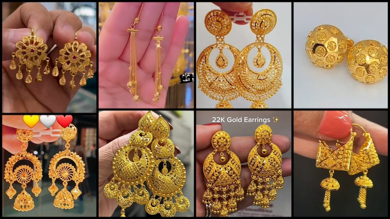 Modern Gold Earrings designs 2024 |Fancy Gold earrings|Jhumka - YouTube