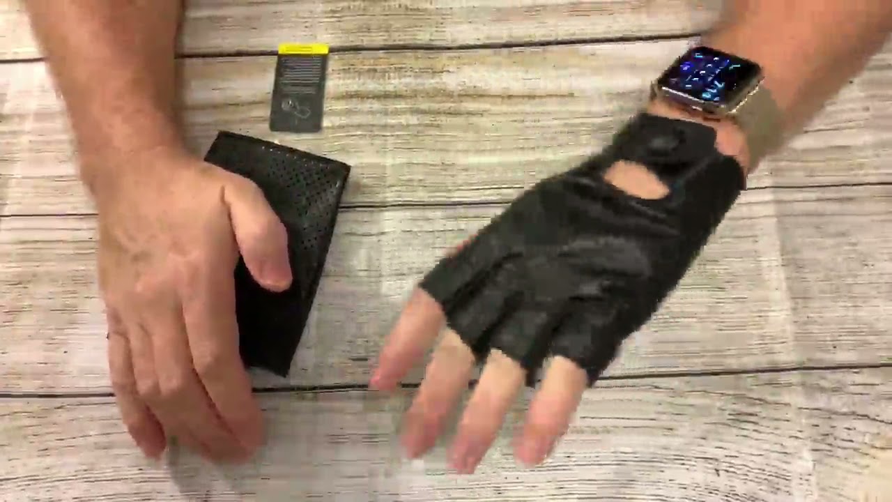 thumbnail image 2 of Riparo Men's Summer Fingerless Motorcycle Gloves – Black Leather, Full Mesh, Driving Gloves 2 of 6