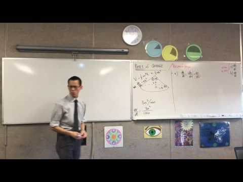 Rates of Change (2 of 3: Using Volume, Area and other formulae and chain rule to find related rates)