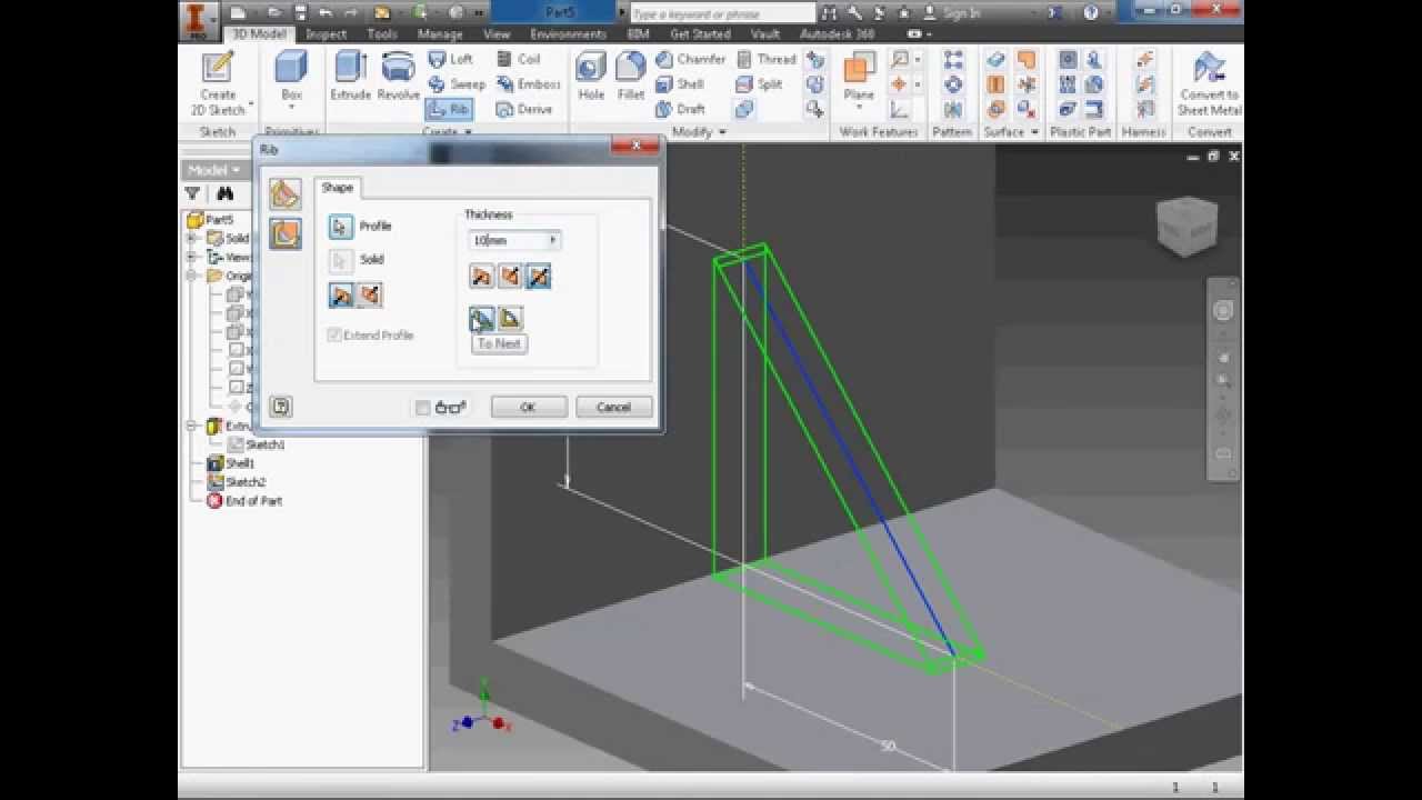 lenh Shell và Rib inventor 2014 YouTube