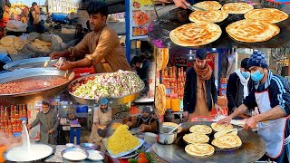 Breakfast in Jalalabad Afghanistan | Channa chat | Parati | Milk | Shola Subha ka nashta Street food