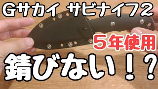 【アウトドア・ナイフ】Gサカイ サビナイフ2 ザイテル の５年後　G Sakai Rust knife 2 Five years after Zytel Guthook　釣りナイフ　魚ナイフ