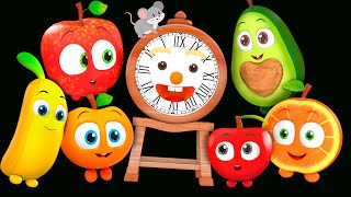 Hickory Dickory Dock +MORE | Baby Sensory Dance Party * Funky Fruits Fun Animation and Upbeat Music!