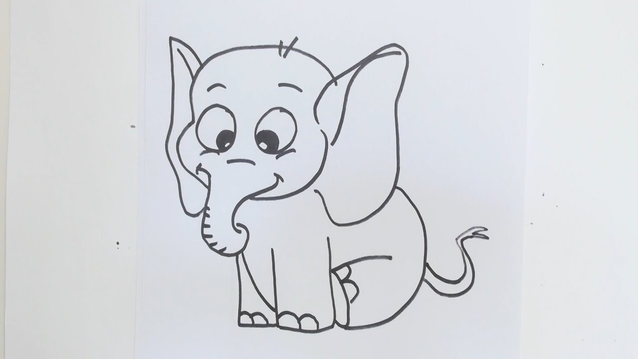 How to draw simple cartoon elephant YouTube