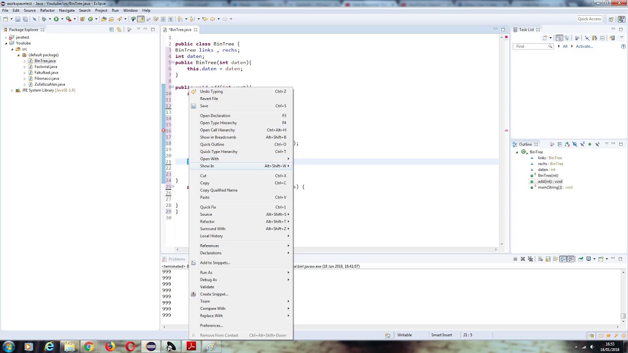 Bäume Teil 5 / Einfacher Binärbaum in Java implementieren - YouTube