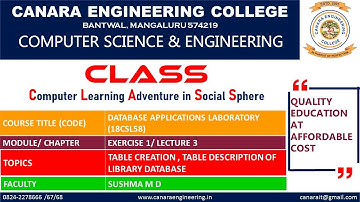 VTU DBA LAB(18CSL58)[VTU DBA LAB(18CSL58)[TABLE CREATION IN LIBRARY DATABASE-EXERCISE1](E1L1)](E1L3)