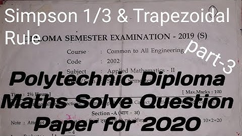 Applied Mathematics-2 solved Question paper 2019 for Polytechnic Diploma 1st year in hindi || part-3
